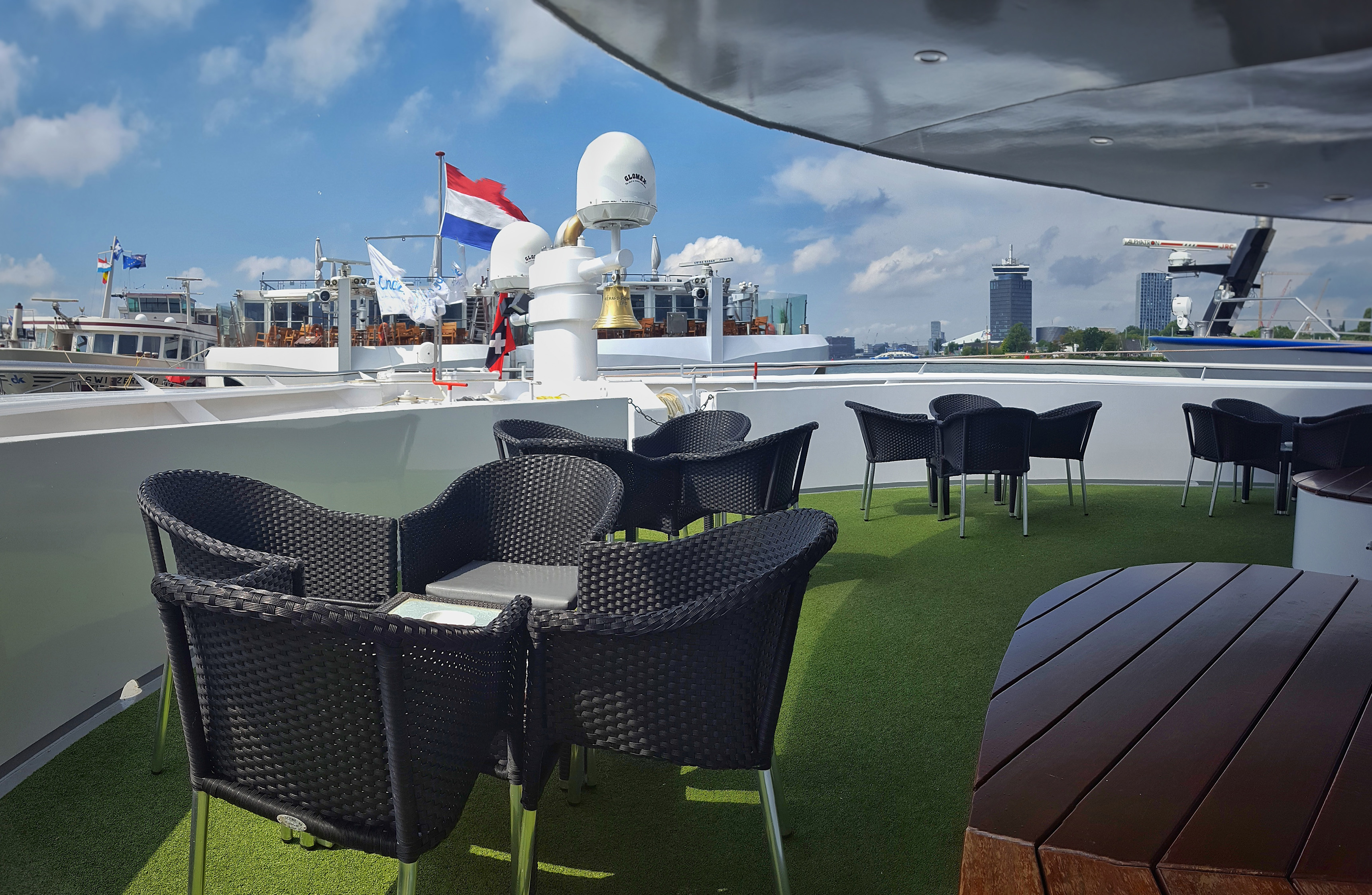 Located at the back of the ship, you can easily meet friends, relax and enjoying the view