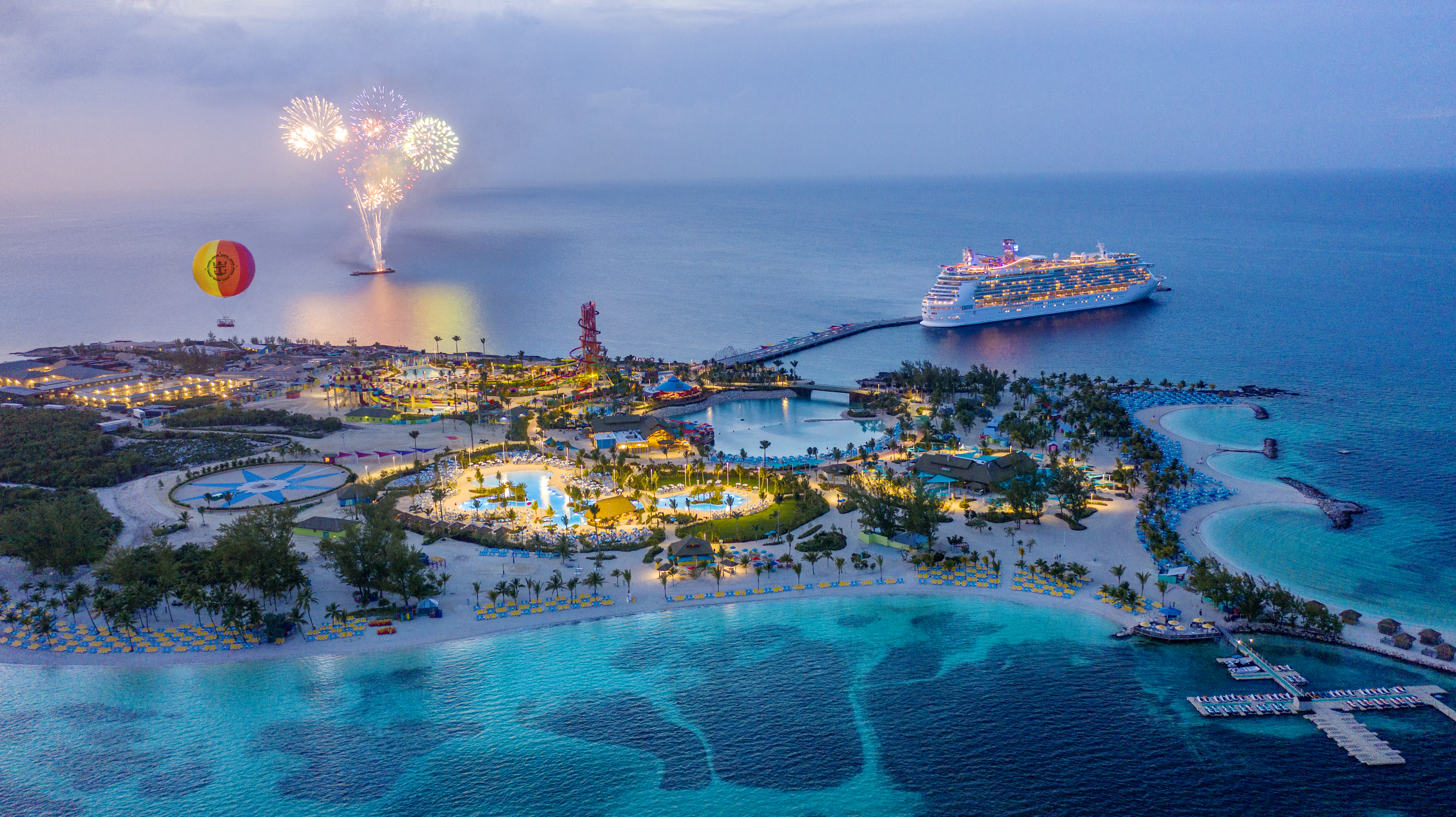 Bilden visar en överblicksvy över Perfect Day CocoCay