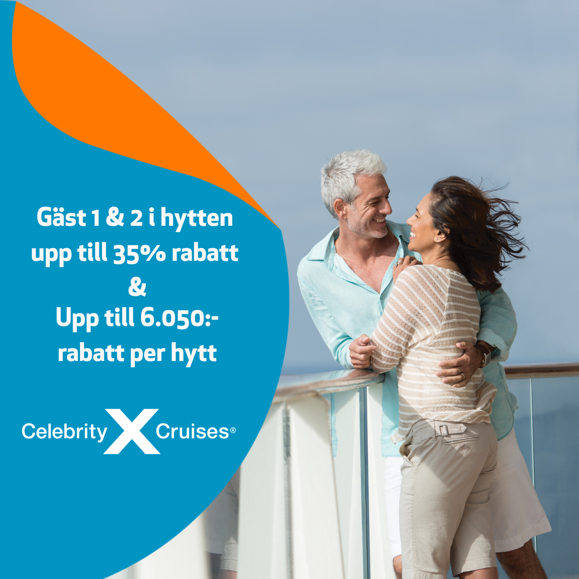Upp till 35% rabatt för gäst 1 & 2 i hytten, dessutom extra rabatt för hytten