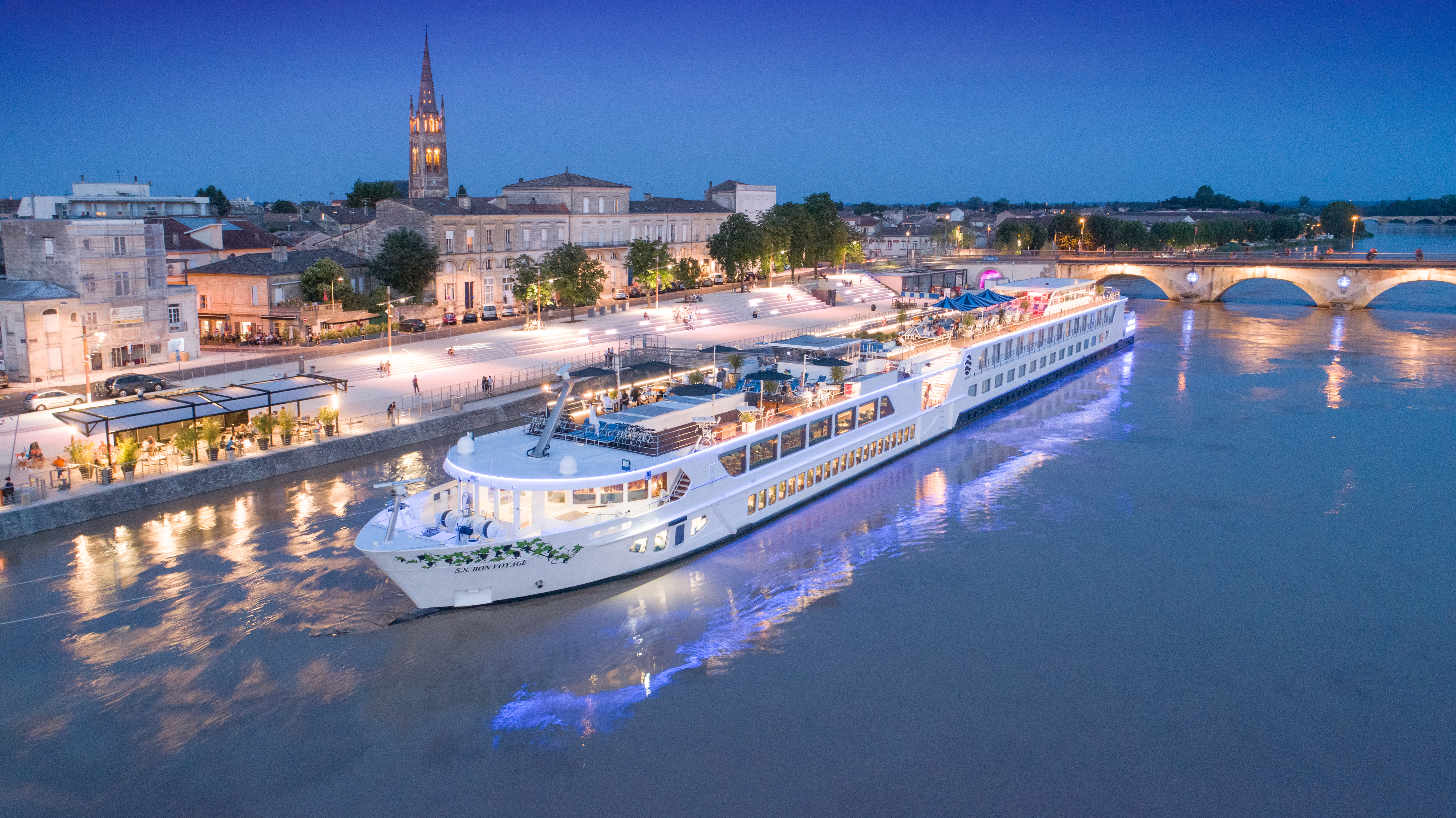 Bilden visar fartyget S.S. Bon Voyage från Uniworld River Cruises