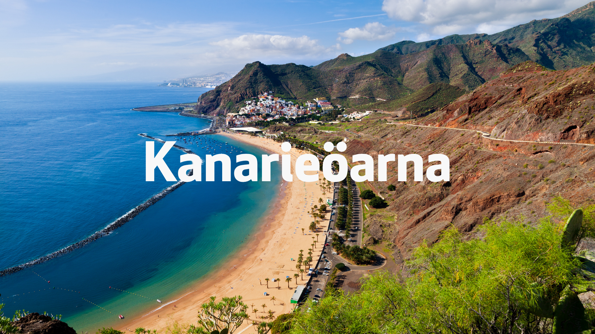 Bilden visar en vacker strand på Teneriffa