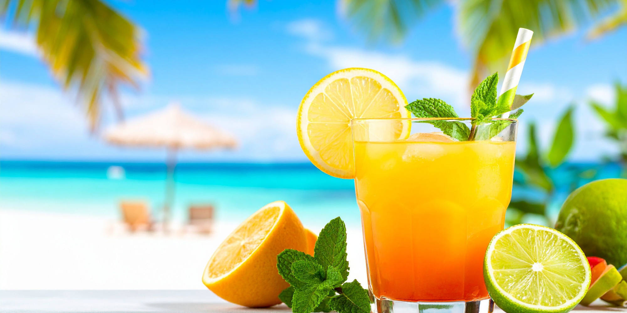 Bild på en drink vid havet